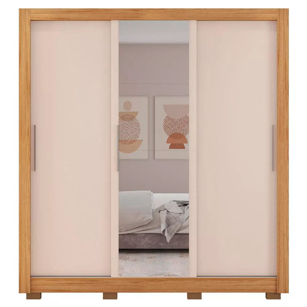 Guarda Roupa com Espelhos 3 Portas 4 Gavetas com Pés Santiago Caemmun