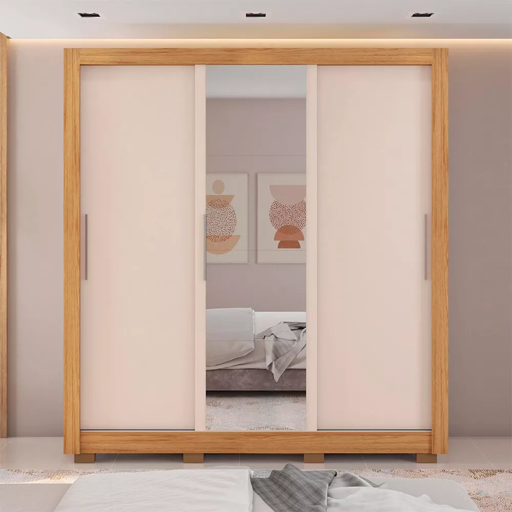 Guarda Roupa com Espelhos 3 Portas 4 Gavetas com Pés Santiago Caemmun