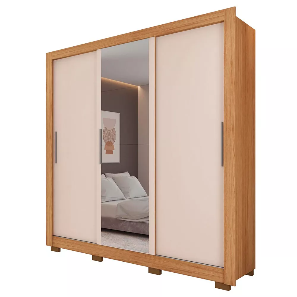 Guarda Roupa com Espelhos 3 Portas 4 Gavetas com Pés Santiago Caemmun