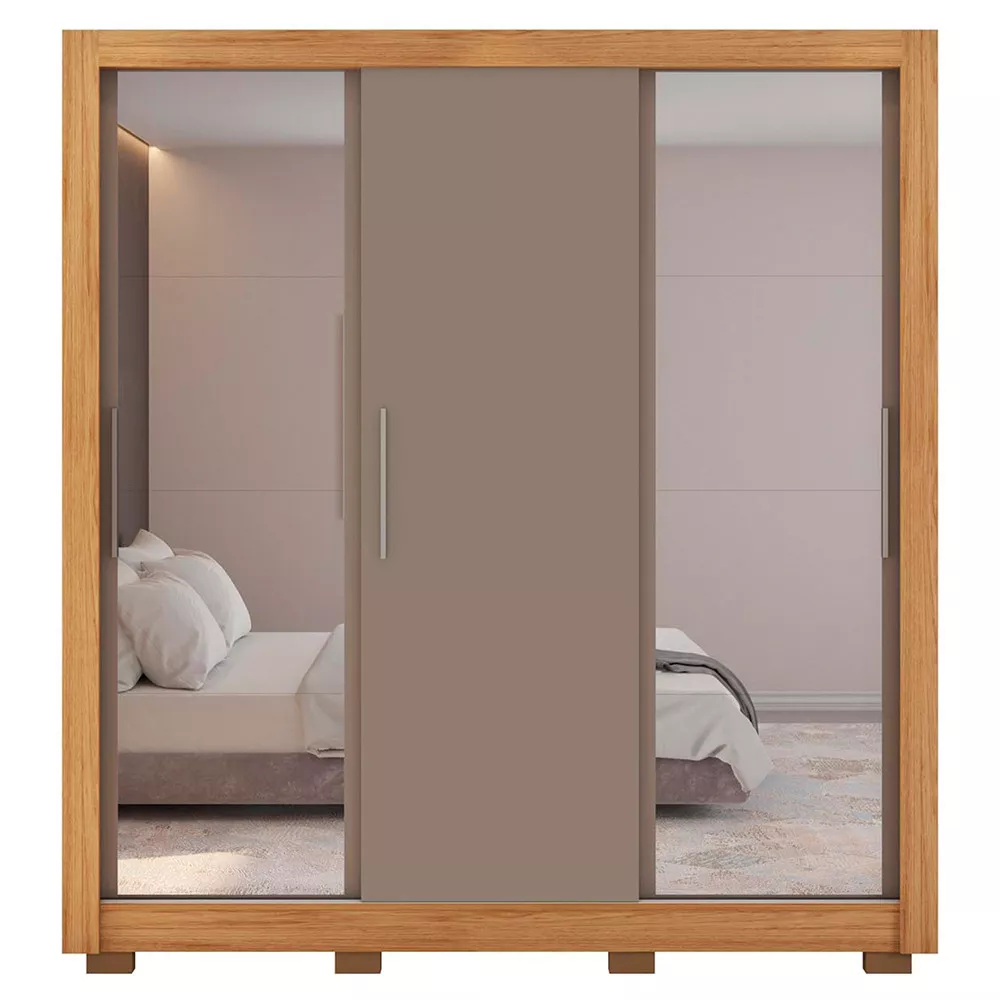 Guarda Roupa com Espelhos 3 Portas 4 Gavetas com Pés Santiago Caemmun