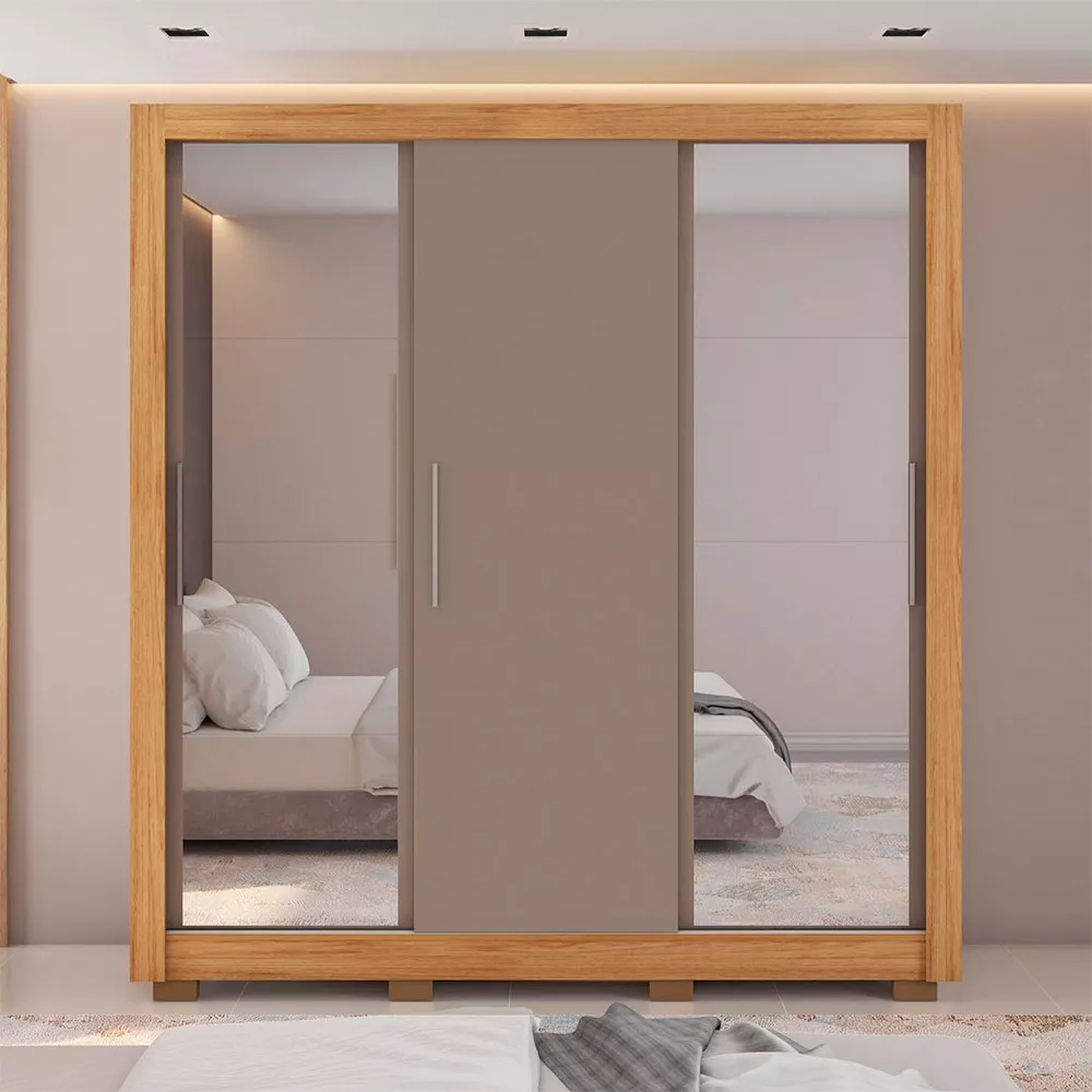 Guarda Roupa com Espelhos 3 Portas 4 Gavetas com Pés Santiago Caemmun