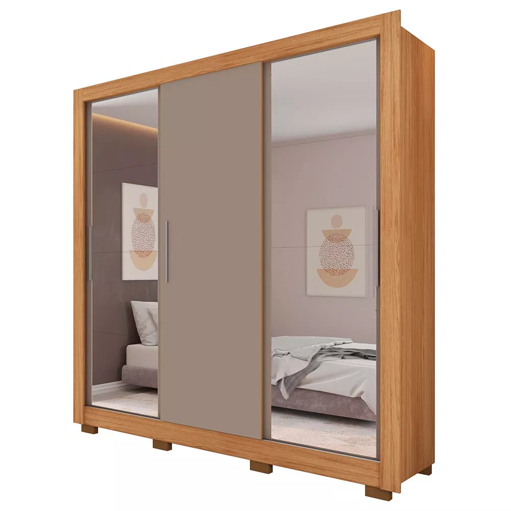 Guarda Roupa com Espelhos 3 Portas 4 Gavetas com Pés Santiago Caemmun
