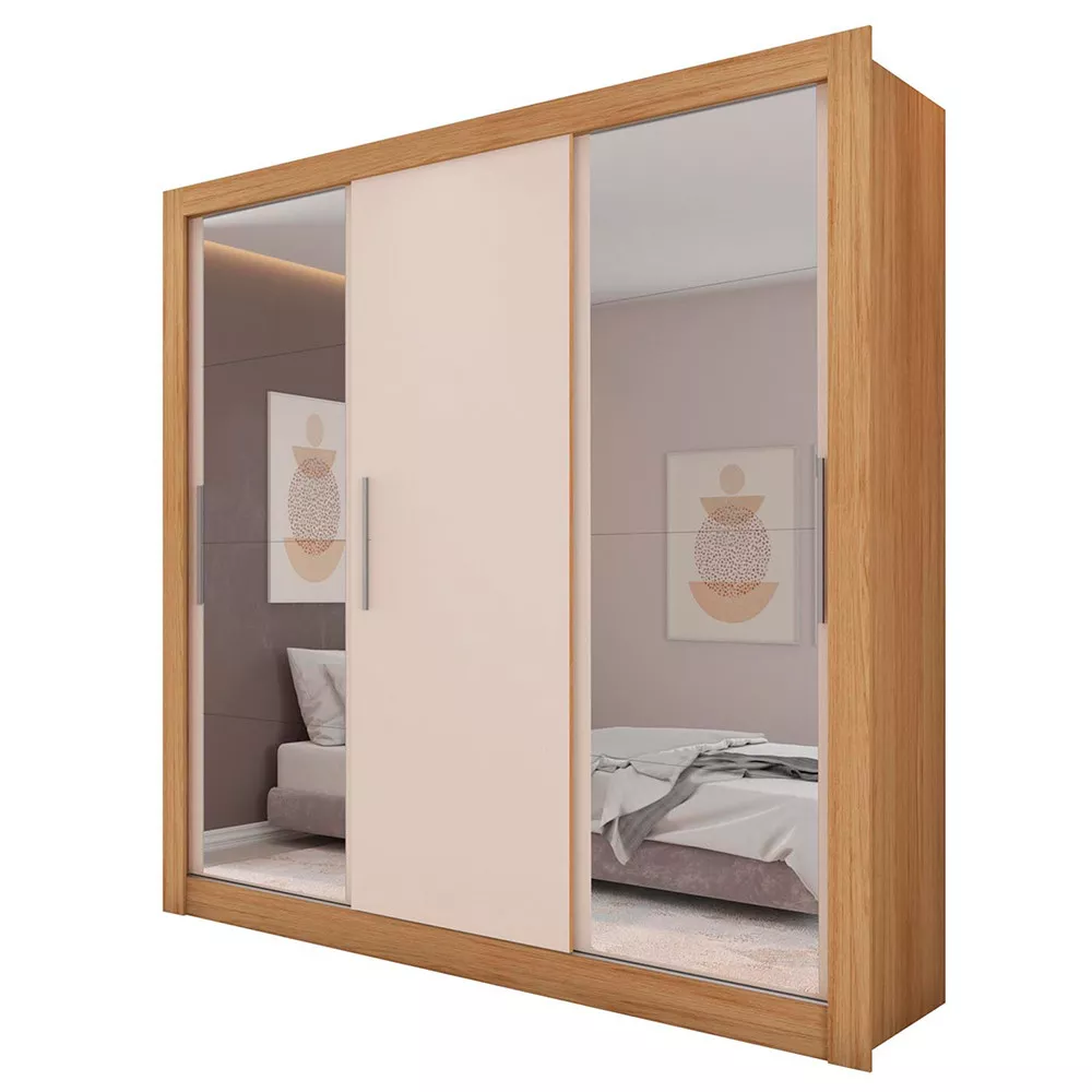 Guarda Roupa com Espelhos 3 Portas 2 Gavetas Santiago Caemmun
