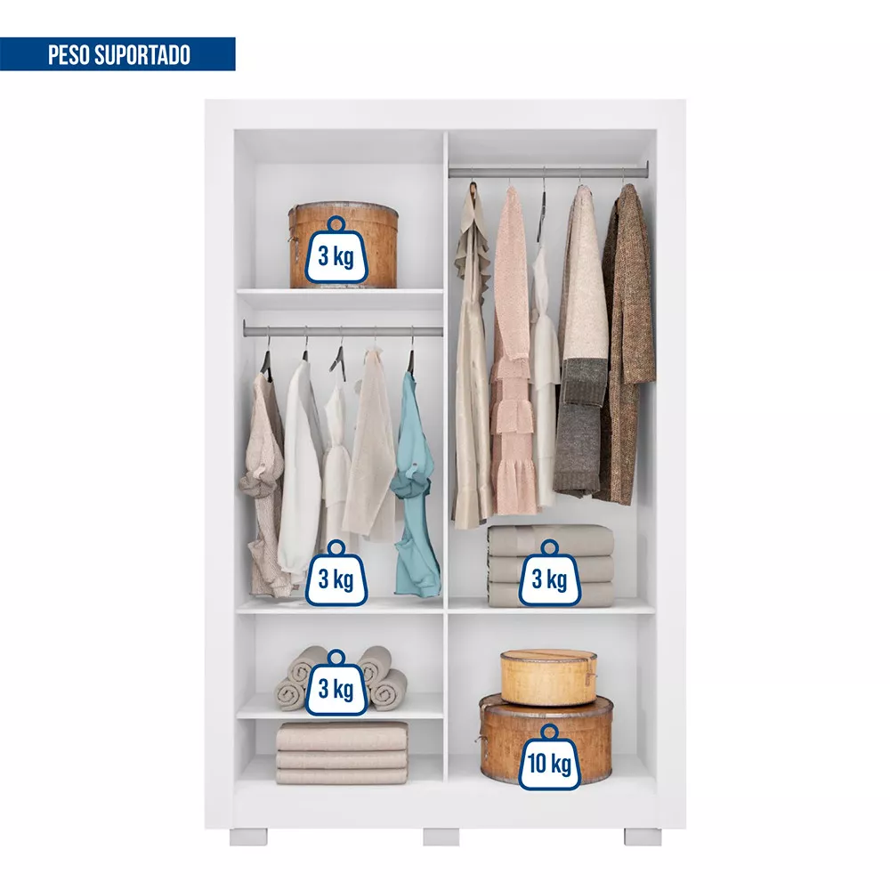 Guarda Roupa com Espelhos 2 Portas com Pés Santiago Caemmun