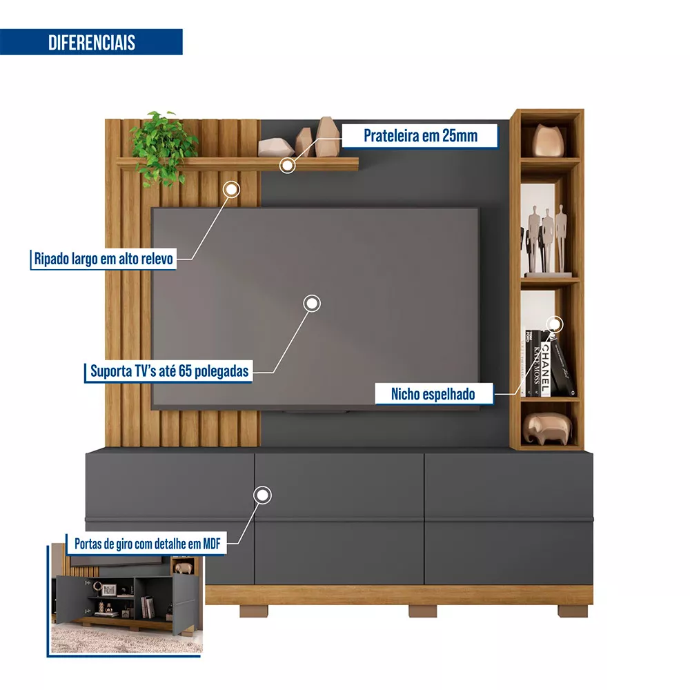 Painel Home Theater para Tv até 65 Polegadas Marty Caemmun
