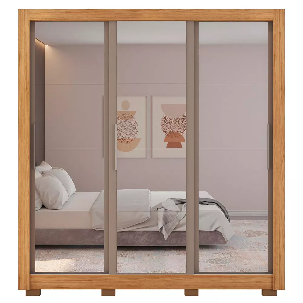 Guarda Roupa com Espelhos 3 Portas 2 Gavetas com Pés Santiago Caemmun