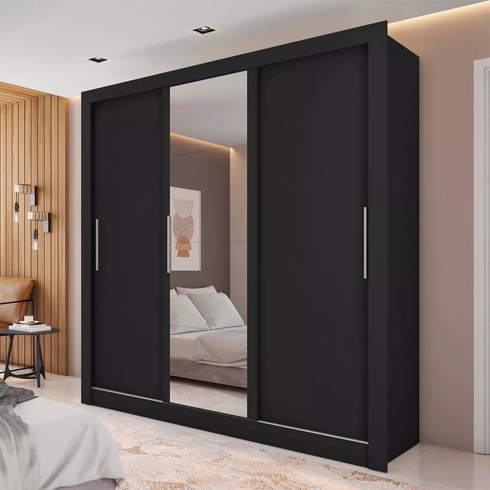 Guarda Roupa com Espelhos 3 Portas 2 Gavetas Santiago Caemmun