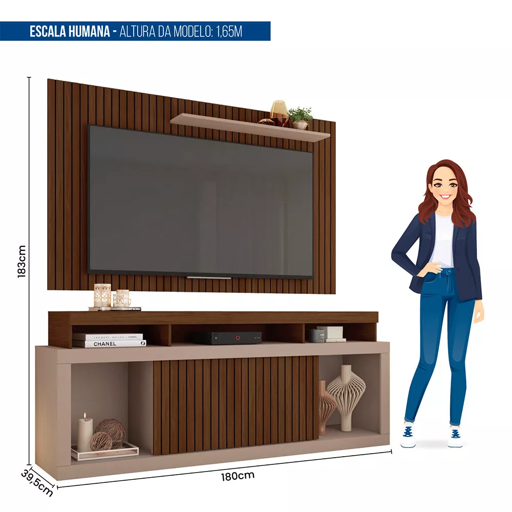 Imagem 8 de 9 de Rack com Painel para TV até 60 Polegadas New Oscar Caemmun