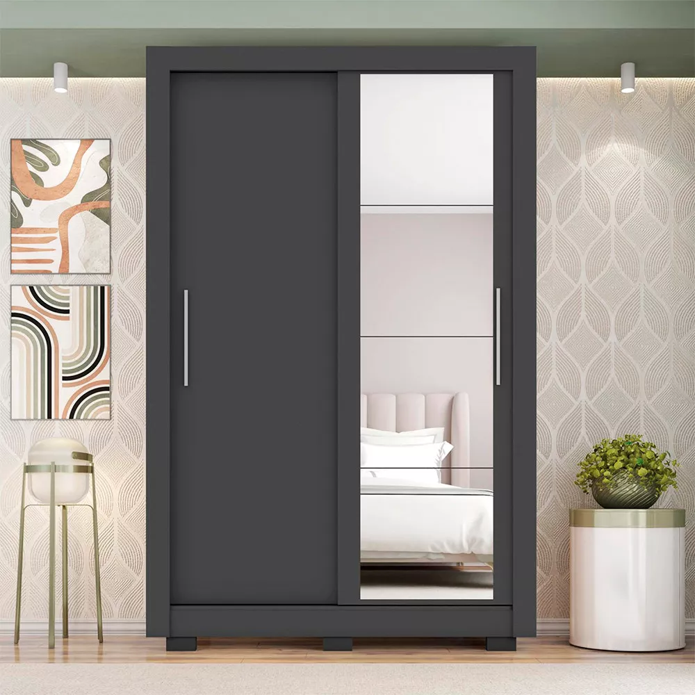 Guarda Roupa com Espelhos 2 Portas 2 Gavetas com Pés Santiago Caemmun