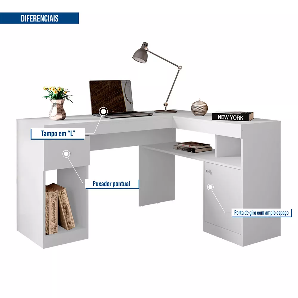 Mesa De Computador Com Porta e Gaveta Nilo Caemmun