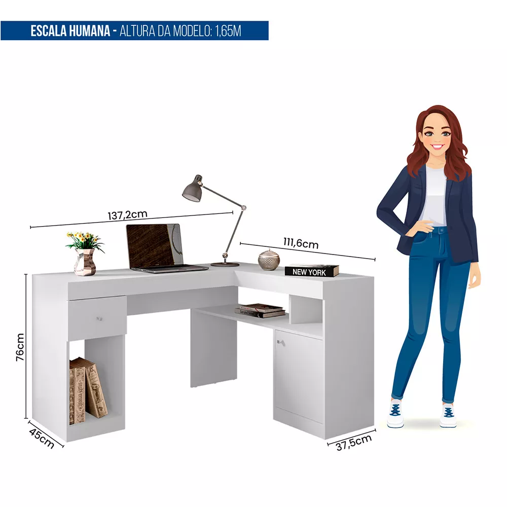 Mesa De Computador Com Porta e Gaveta Nilo Caemmun