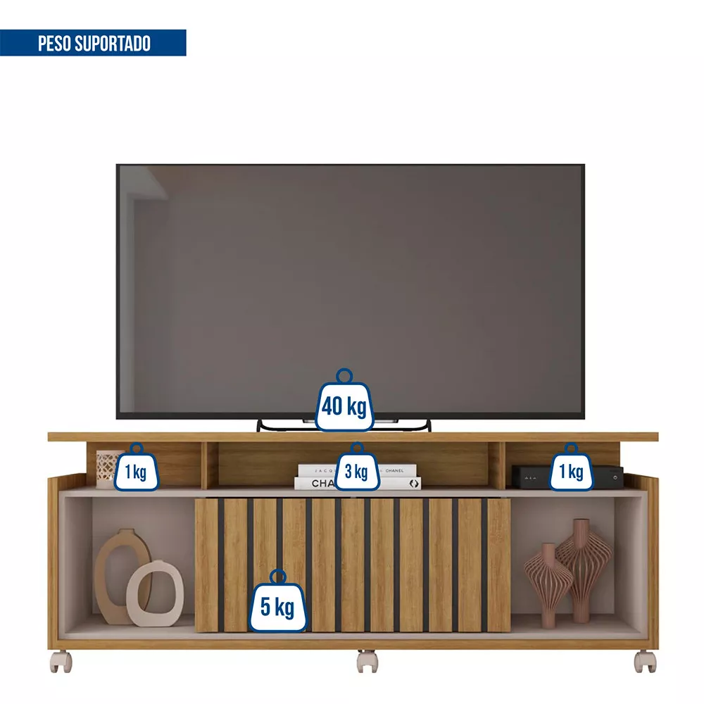 Rack Bancada para Tv até 65 Polegadas 1 Porta Oasis Caemmun