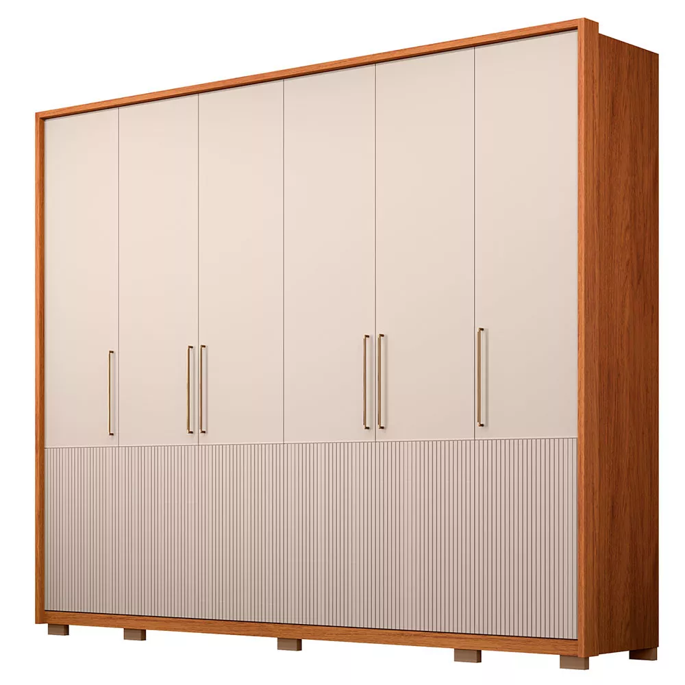 Guarda Roupa Casal Taurus Ripado Com 6 Portas 6 Gavetas Caemmun