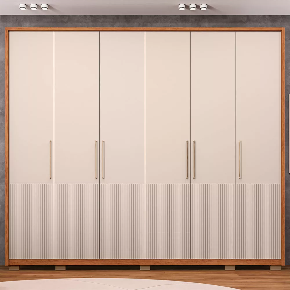 Guarda Roupa Casal Taurus Ripado Com 6 Portas 6 Gavetas Caemmun