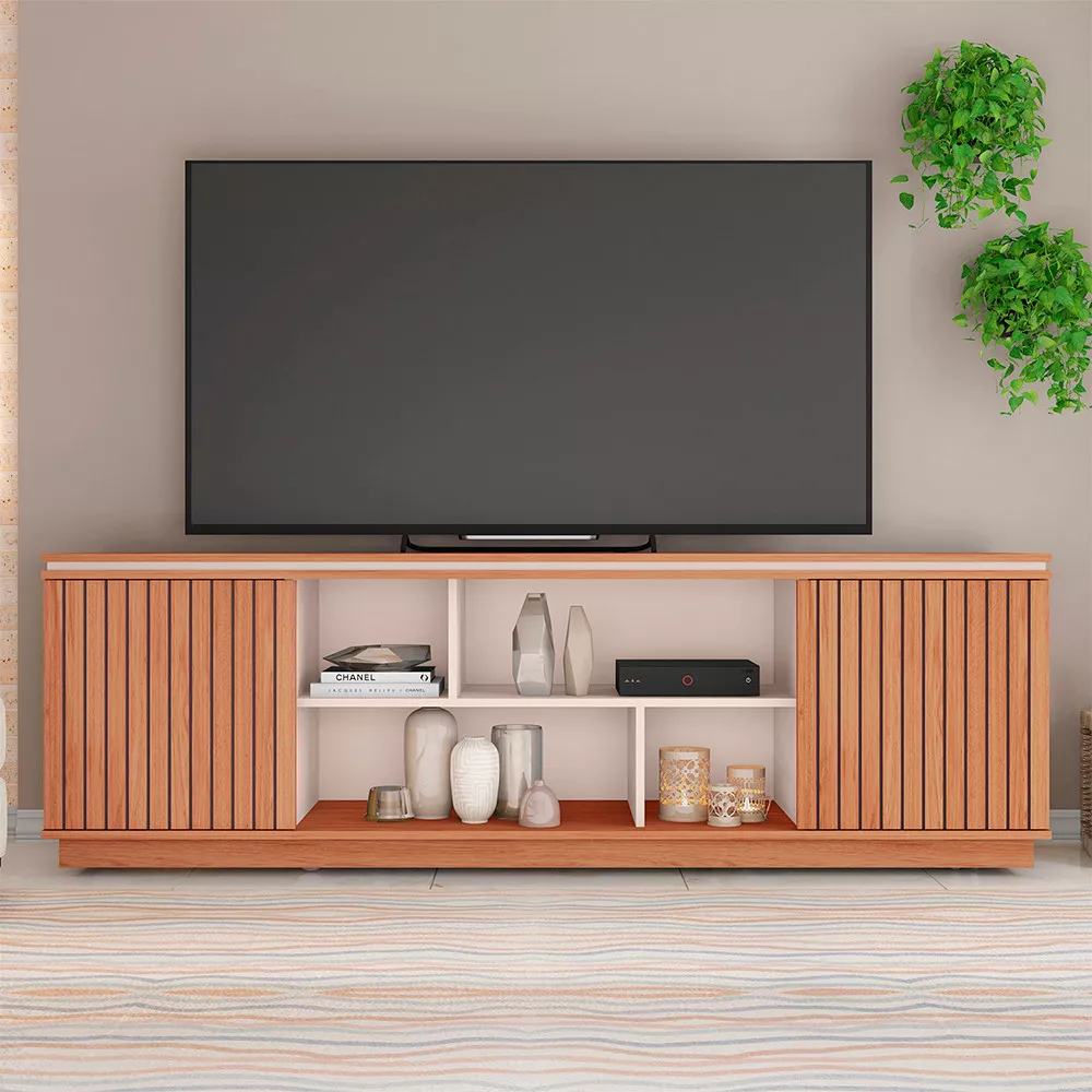 Rack Bancada para Tv até 75 Polegadas 2 Portas Simetria Caemmun