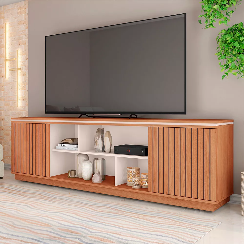 Rack Bancada para Tv até 75 Polegadas 2 Portas Simetria Caemmun