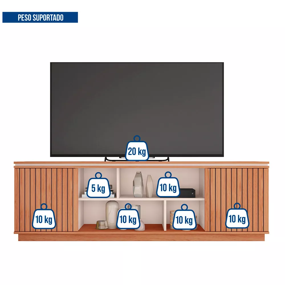 Rack Bancada para Tv até 75 Polegadas 2 Portas Simetria Caemmun
