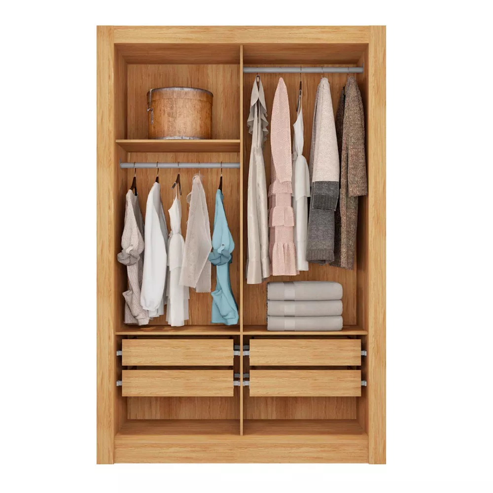 Guarda Roupa com Espelhos 2 Portas com 4 Gavetas Santiago Caemmun