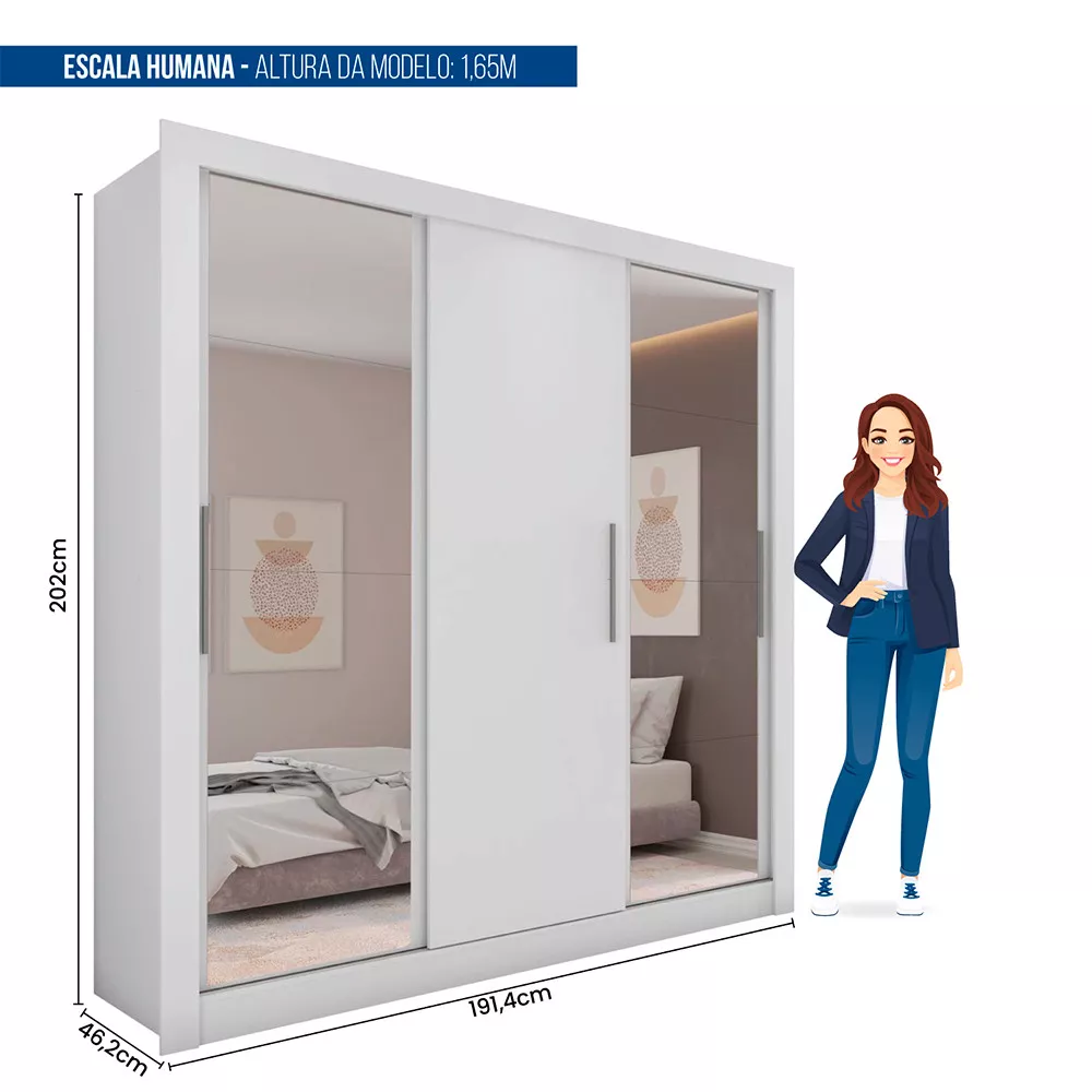 Image 8 of 9 of Guarda Roupa com Espelhos 3 Portas 4 Gavetas Santiago Caemmun