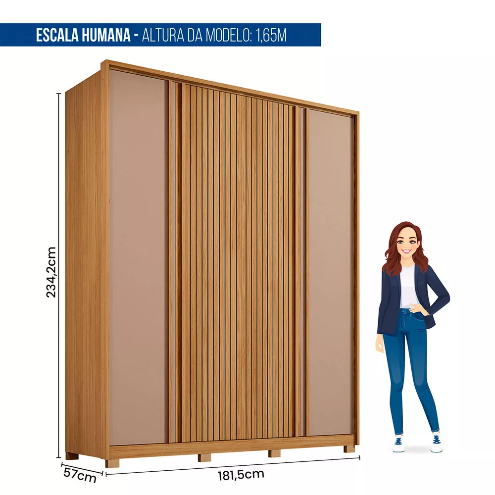 Guarda Roupa Solteiro Pietrus 4 Portas 3 Gavetas Caemmun