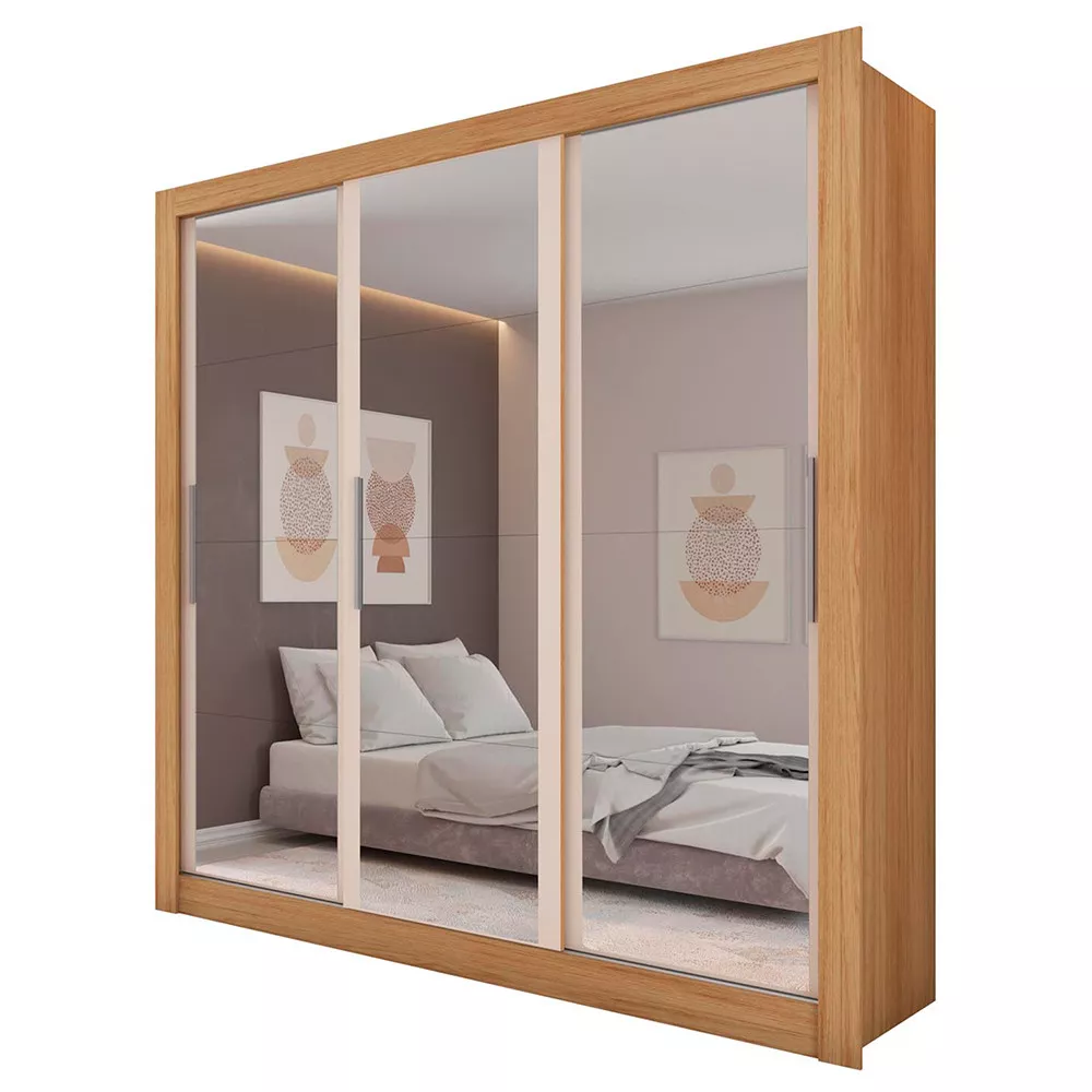 Guarda Roupa com Espelhos 3 Portas 4 Gavetas Santiago Caemmun