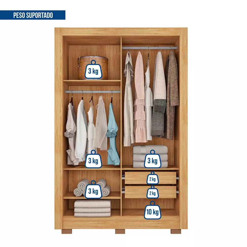 Guarda Roupa 2 Portas 2 Gavetas com Pés Santiago Caemmun