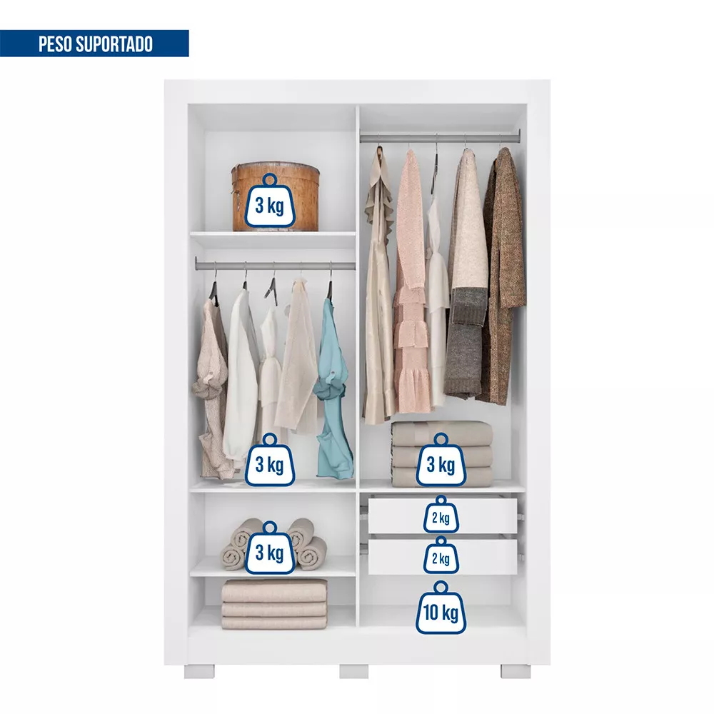 Guarda Roupa 2 Portas 2 Gavetas com Pés Santiago Caemmun