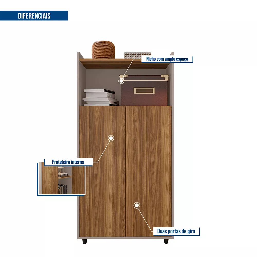 Armário Alto Escritório 2 Portas Studio Caemmun