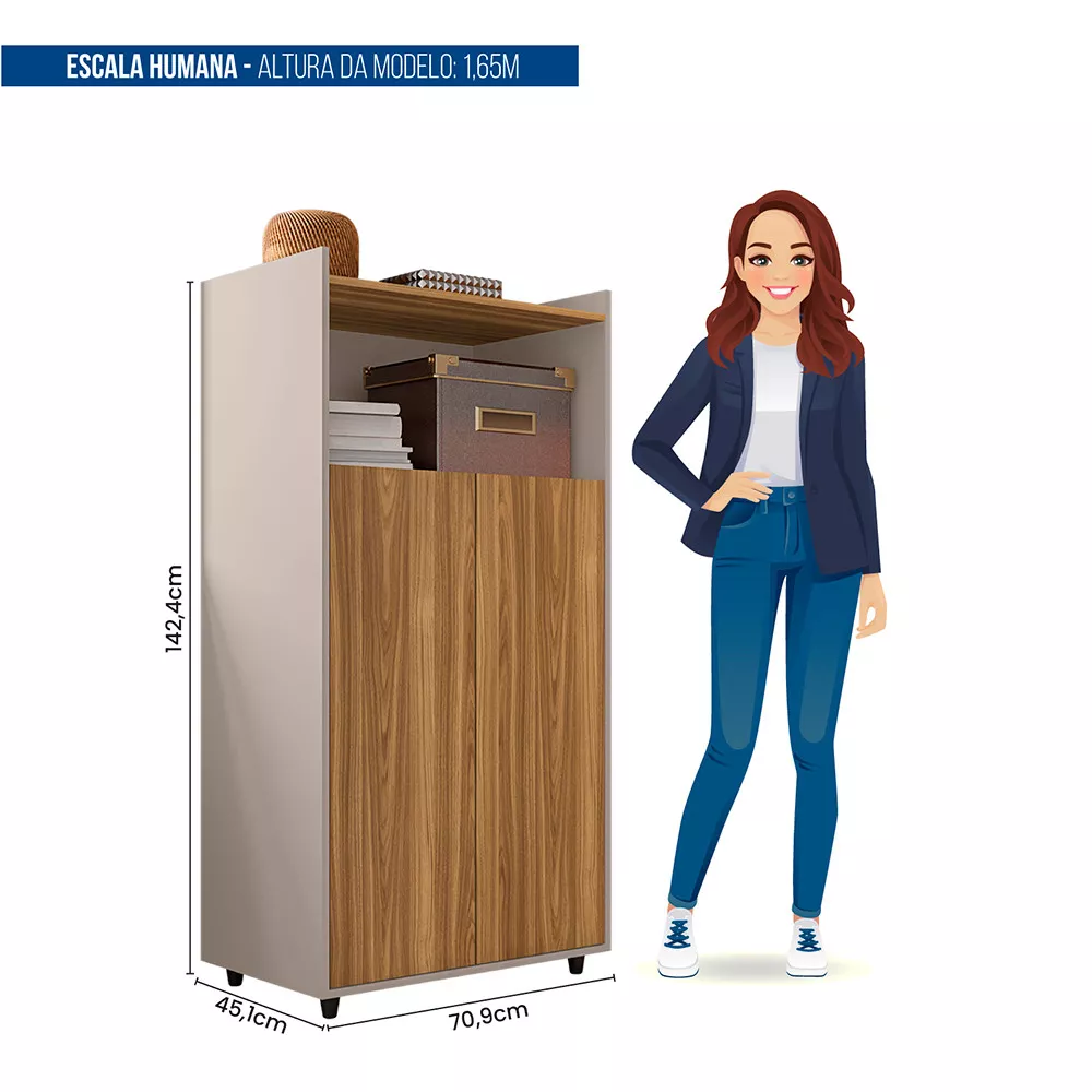 Armário Alto Escritório 2 Portas Studio Caemmun