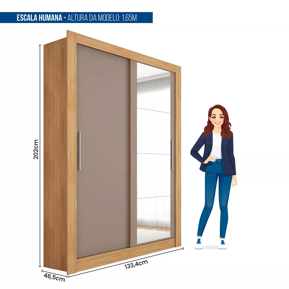 Guarda Roupa com Espelhos 2 Portas 4 Gavetas Santiago Caemmun