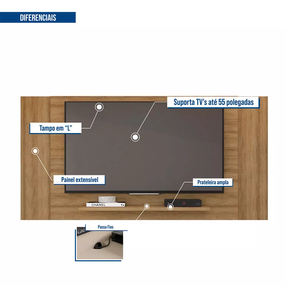 Painel para Tv até 55 Polegadas Extensível Múltiplus Caemmun