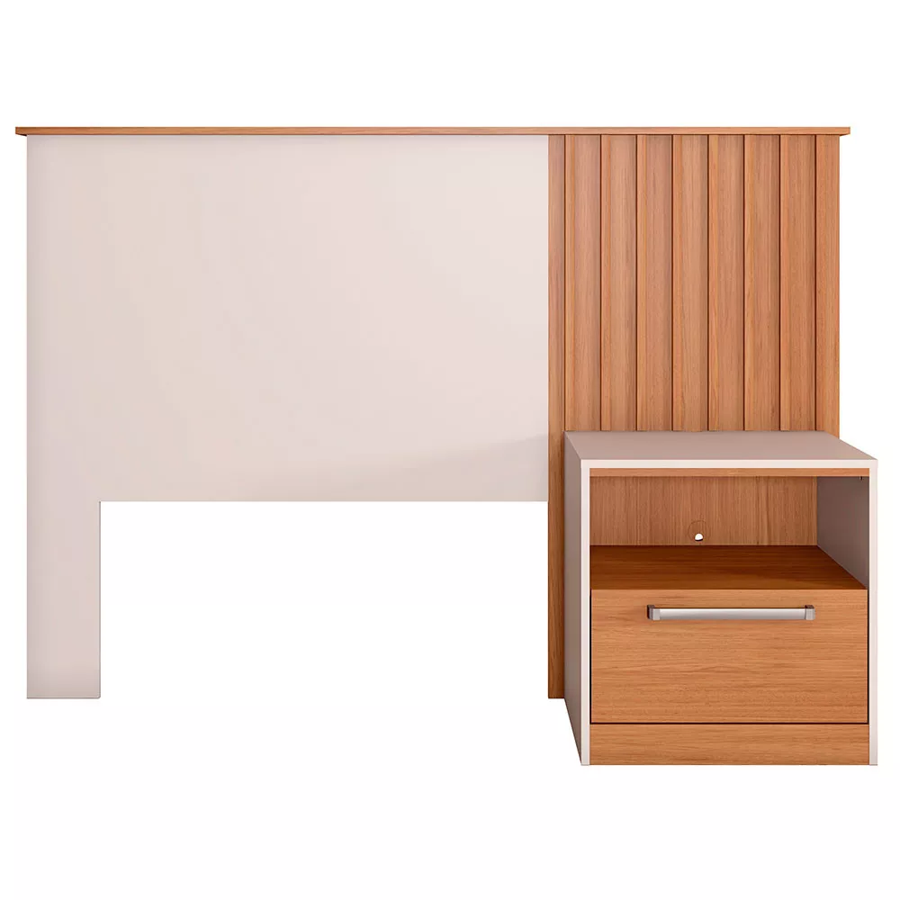 Cabeceira Solteiro Lucila com Ripado 1 Mesa com Gaveta Caemmun