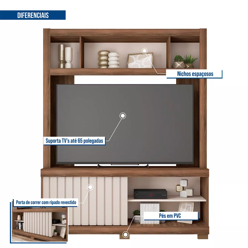 Estante para Tv até 65 Polegadas Cinne Caemmun