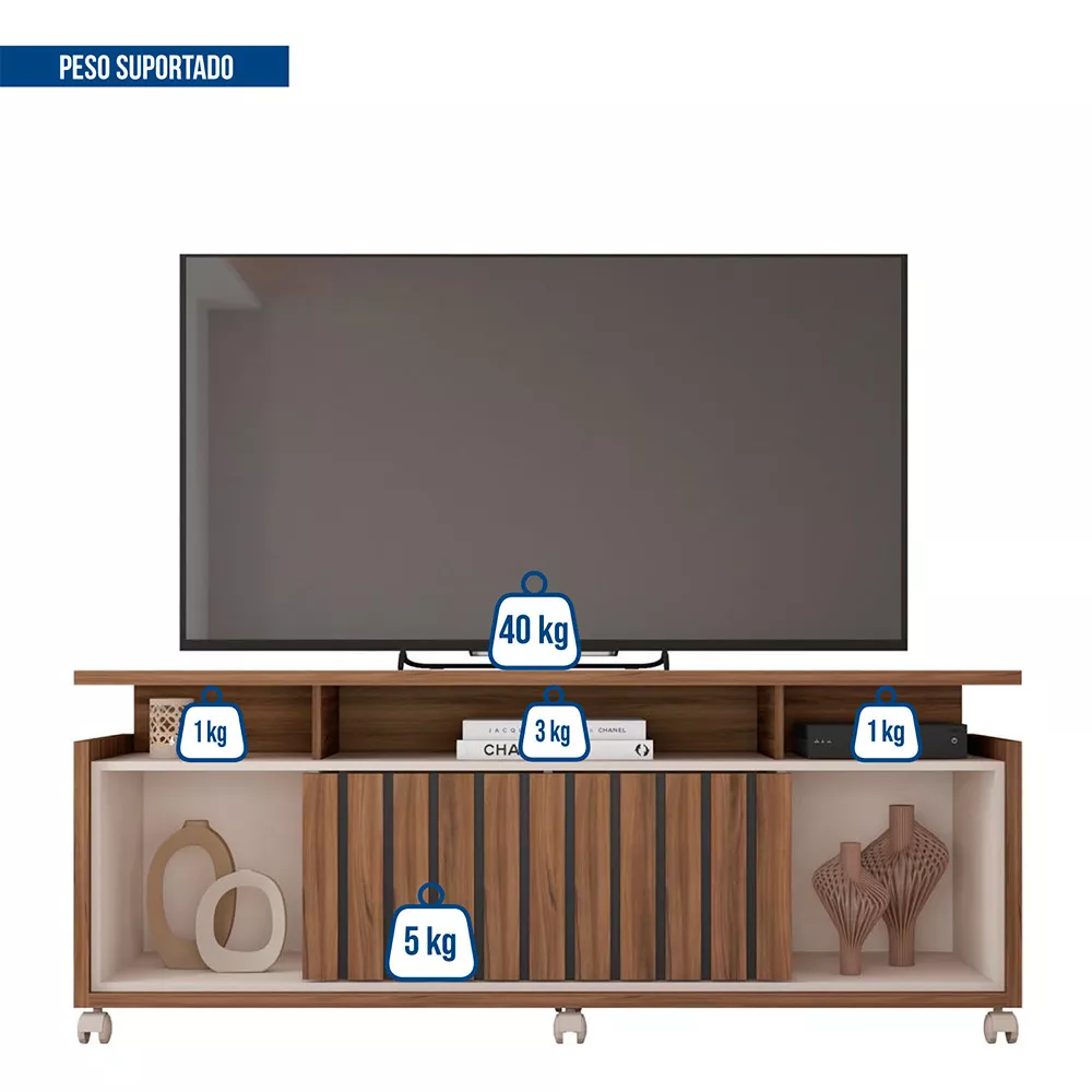 Rack Bancada para Tv até 65 Polegadas 1 Porta Oasis Caemmun