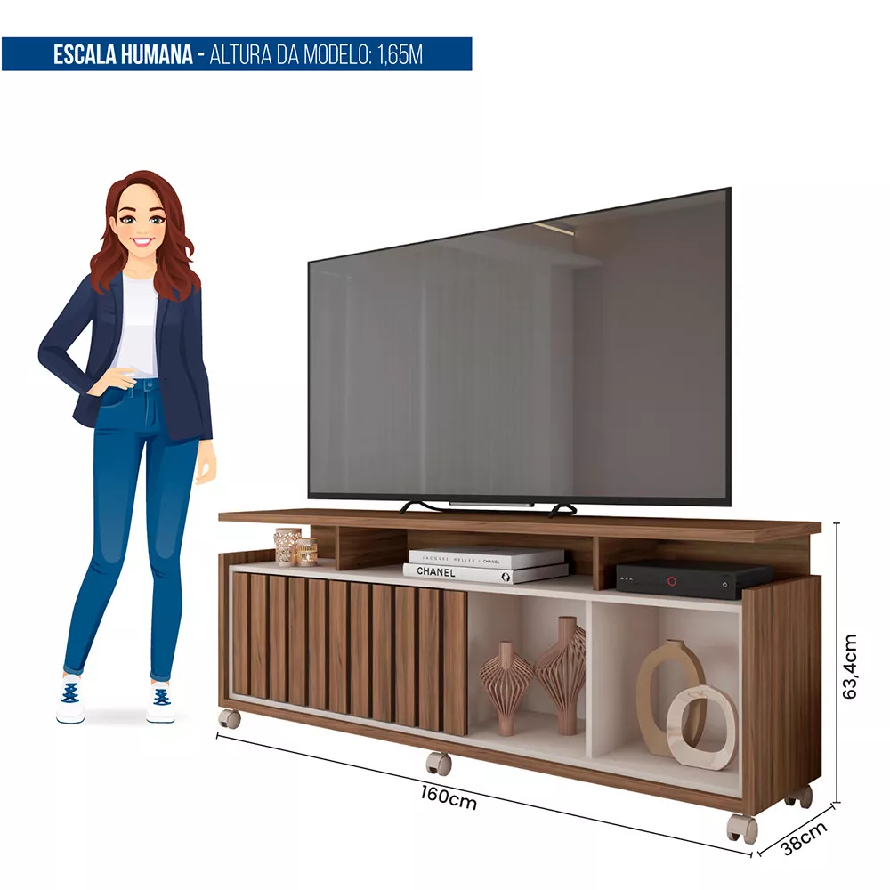Imagem 8 de 9 de Rack Bancada para Tv até 65 Polegadas 1 Porta Oasis Caemmun