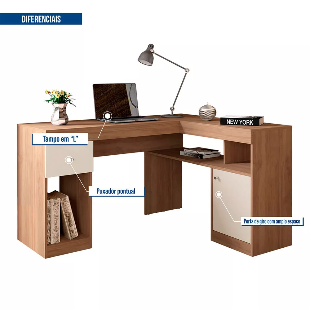 Mesa De Computador Com Porta e Gaveta Nilo Caemmun