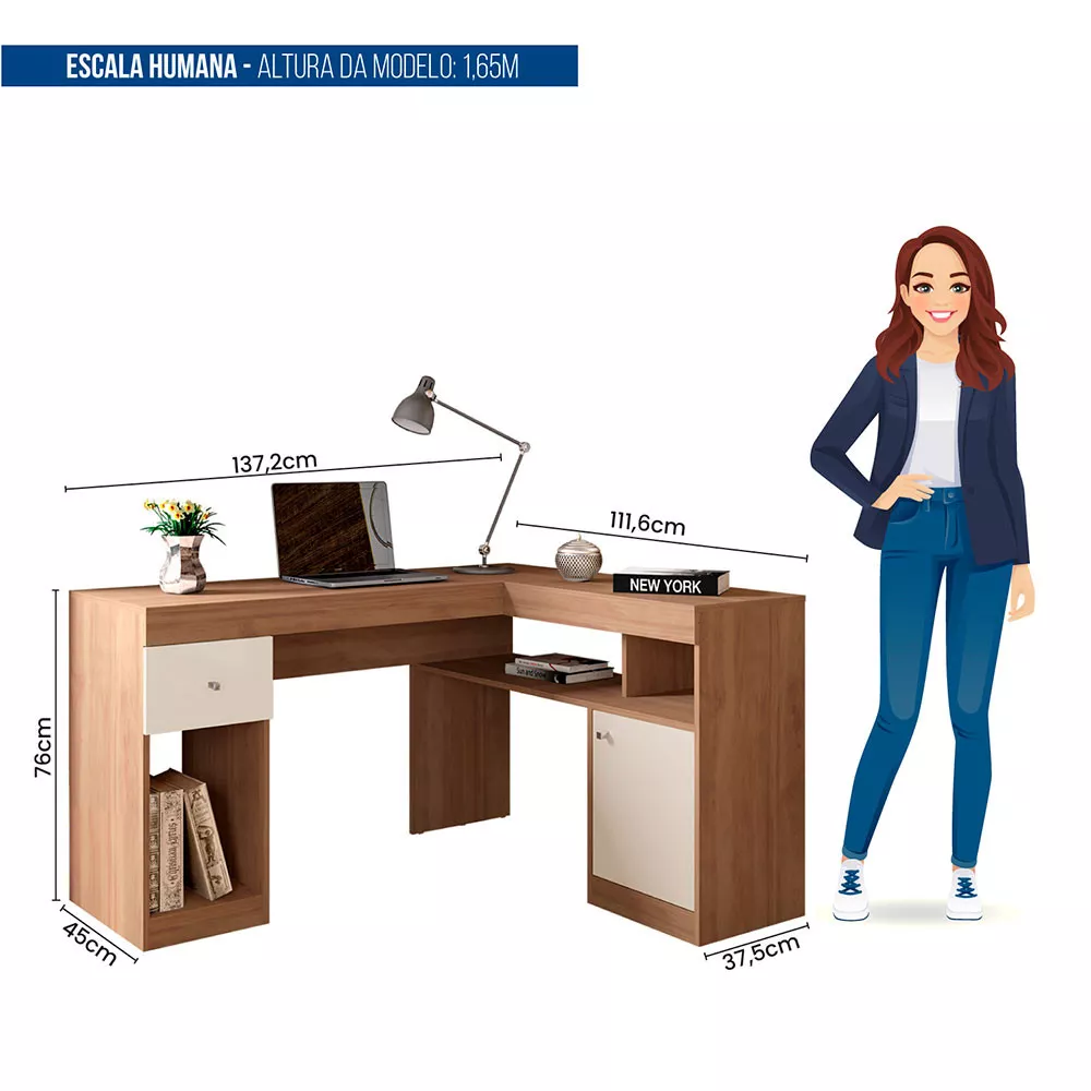 Mesa De Computador Com Porta e Gaveta Nilo Caemmun