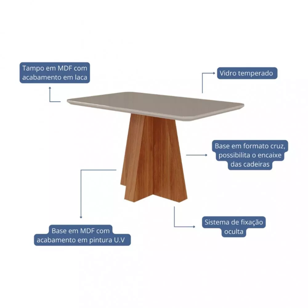 Mesa de Jantar 130x80cm Maite Cimol