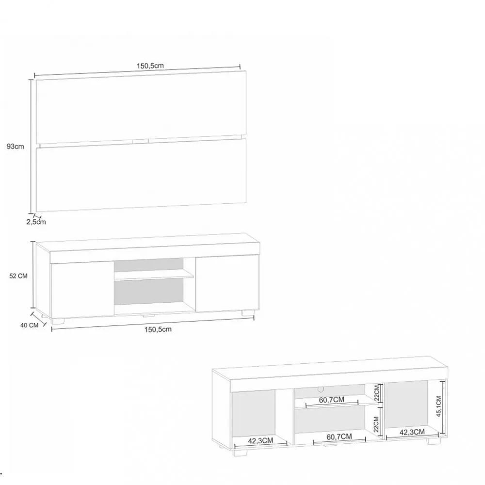 Rack com Painel para TV até 65 Polegadas 2 Portas Denver Atualle