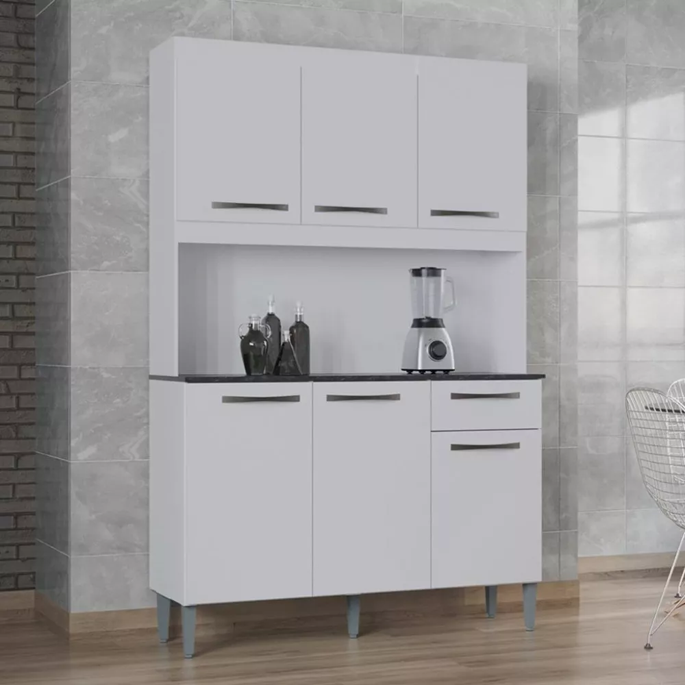 Cozinha Compacta 6 Portas 1 Gaveta 120cm Livia Poquema