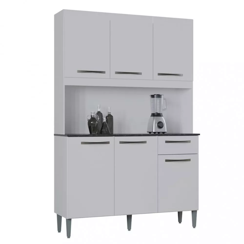 Cozinha Compacta 6 Portas 1 Gaveta 120cm Livia Poquema