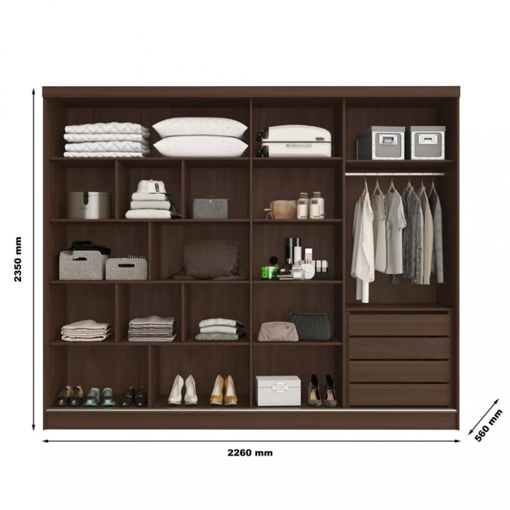 Guarda Roupa Casal Ripado com Espelho 2 Portas de Correr 100 MDF Galati Made Marcs
