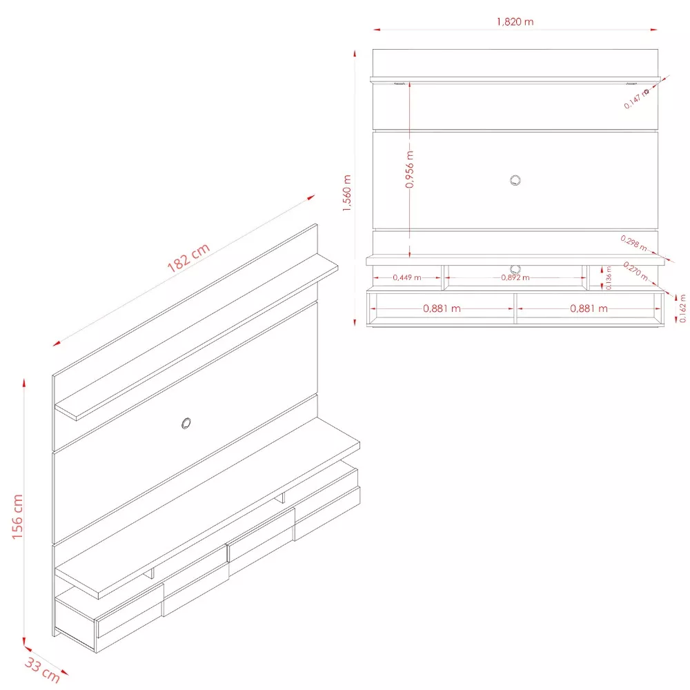 Painel para TV até 60 Polegadas 2 Portas Lana 1.8 Madetec