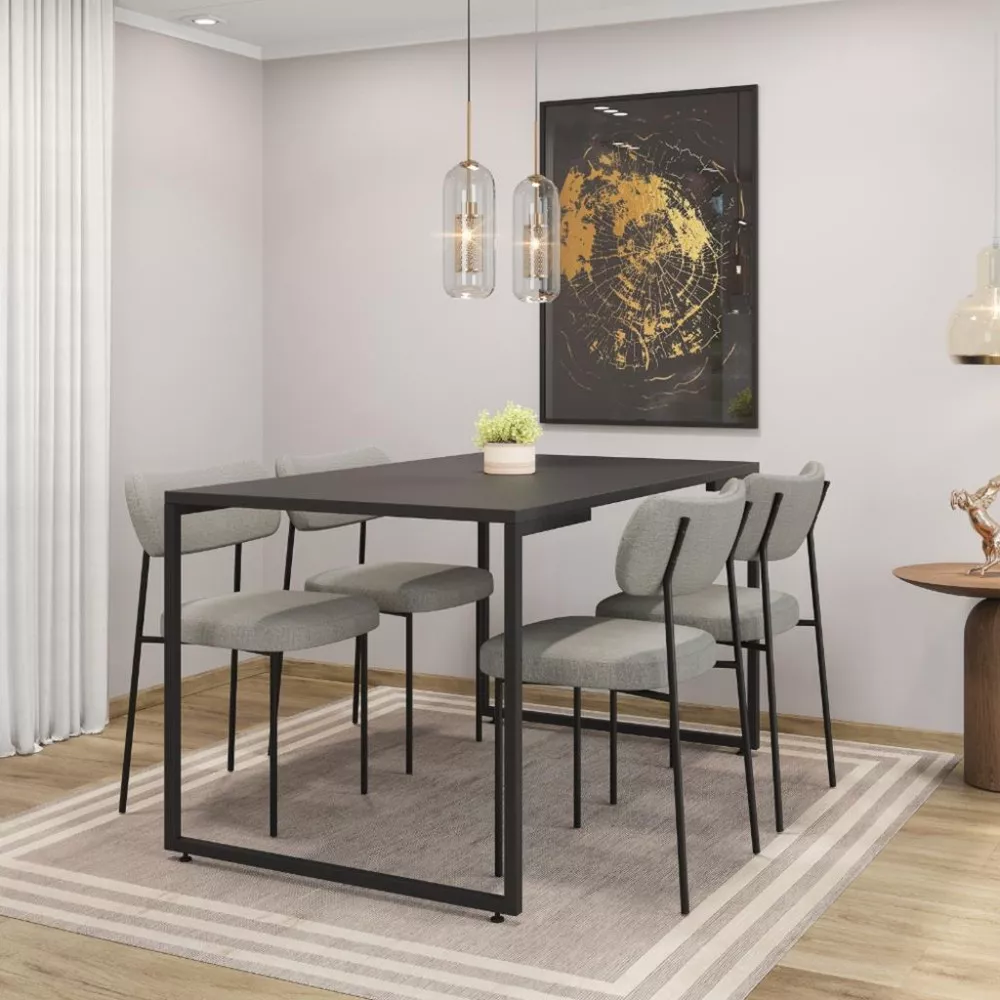 Conjunto Mesa Porto e 4 Cadeiras Mila Móveis Belo