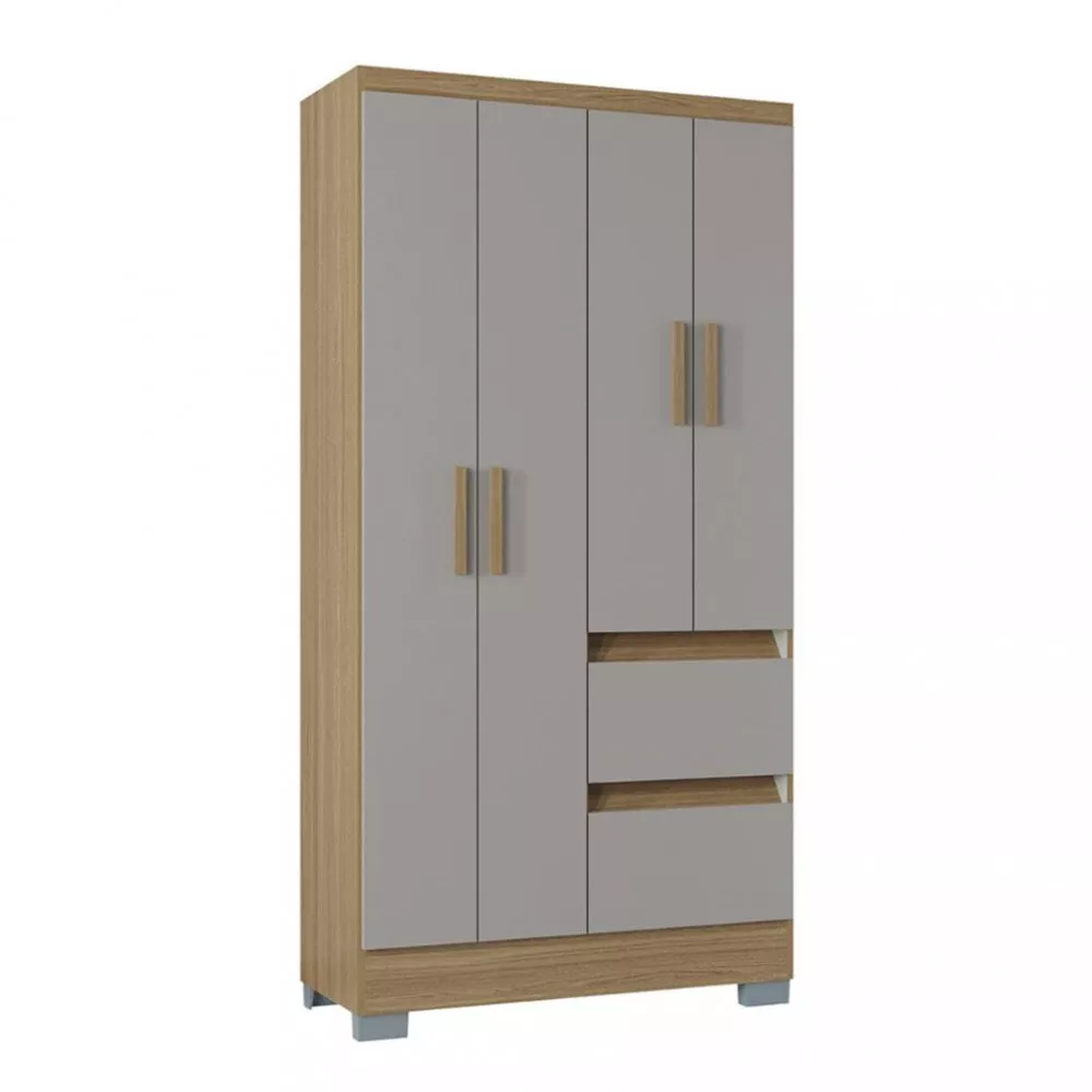 Guarda Roupa Solteiro 4 Portas 2 Gavetas Nápoles Poquema