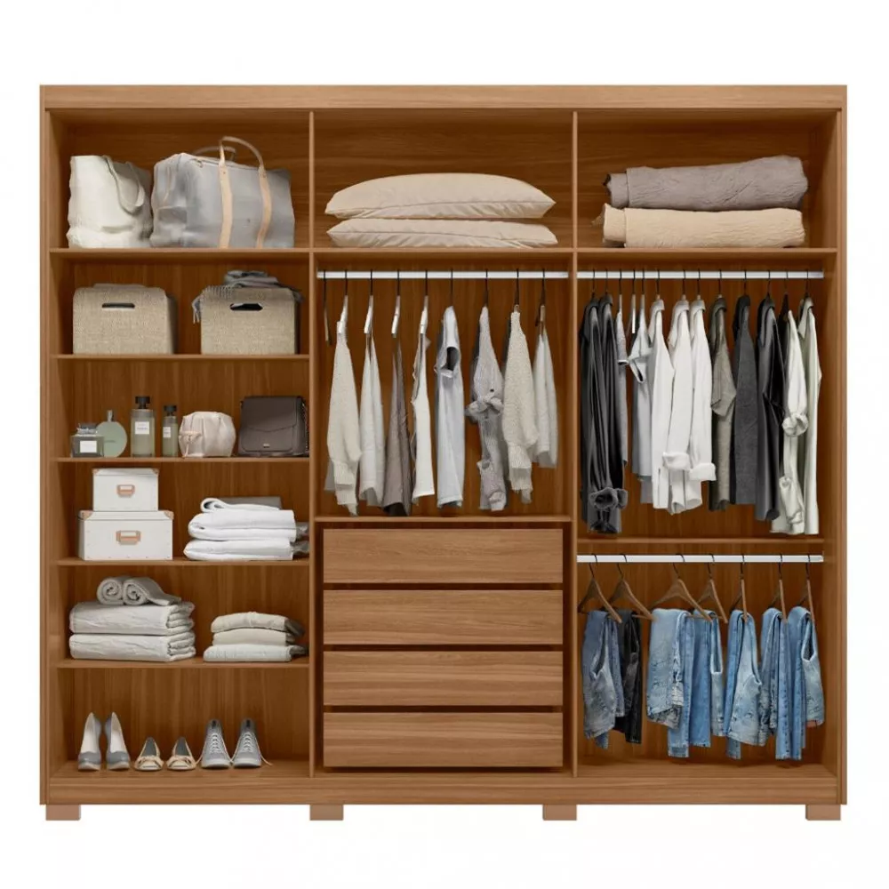 Guarda Roupa Casal 6 Portas 4 Gavetas com Pés Venice Demobile
