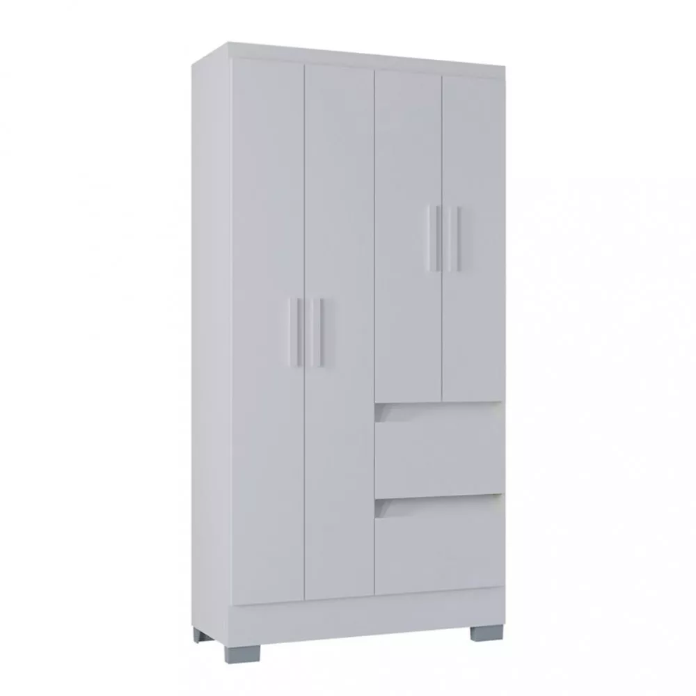 Guarda Roupa Solteiro 4 Portas 2 Gavetas Nápoles Poquema