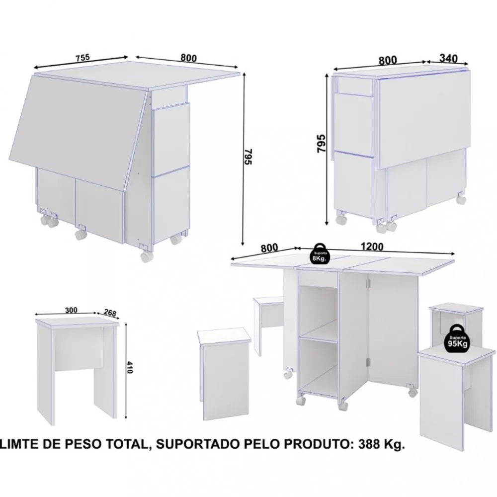 Mesa Dobrável Paris Zanzini