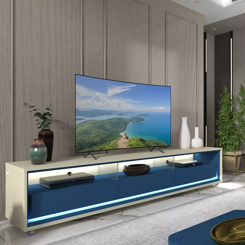 Rack para Tv até 75 Polegadas 3 Gavetas Led Rodizios Requinte Gelius