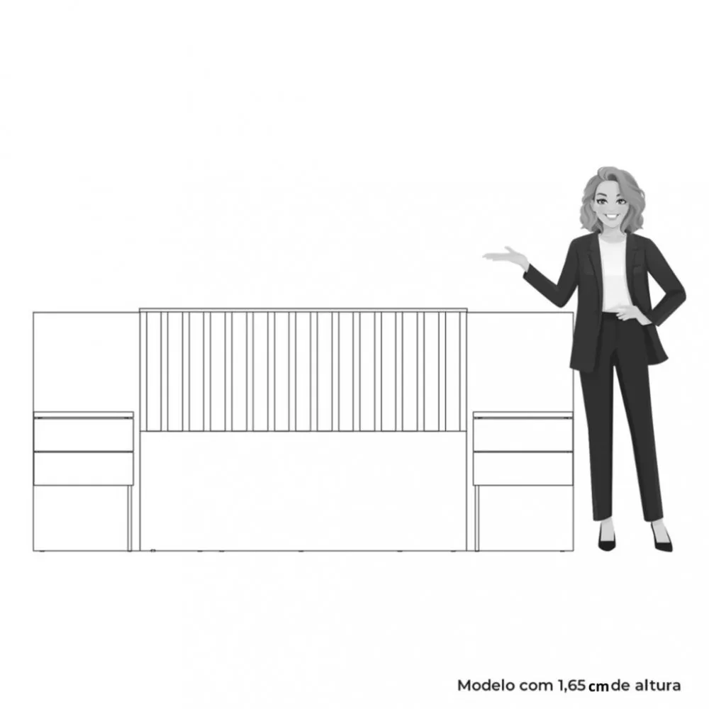 Cabeceira Cama Box Casal com 2 mesas de Cabeceira Olinda Albatroz